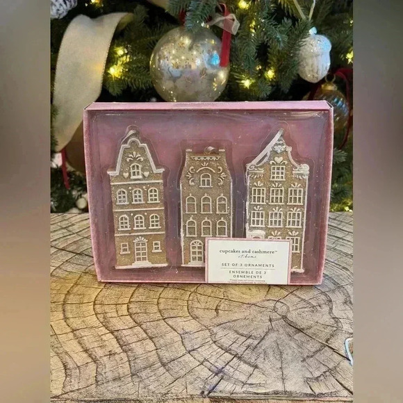 cupcakes & cashmere Other - Cupcakes and Cashmere Gingerbread House Ornaments Set of 3 Christmas Decor